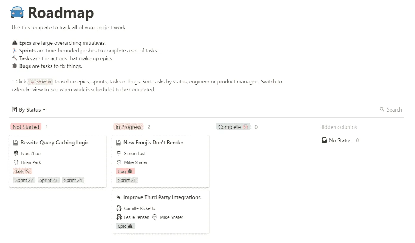 Notion Board表示の例
